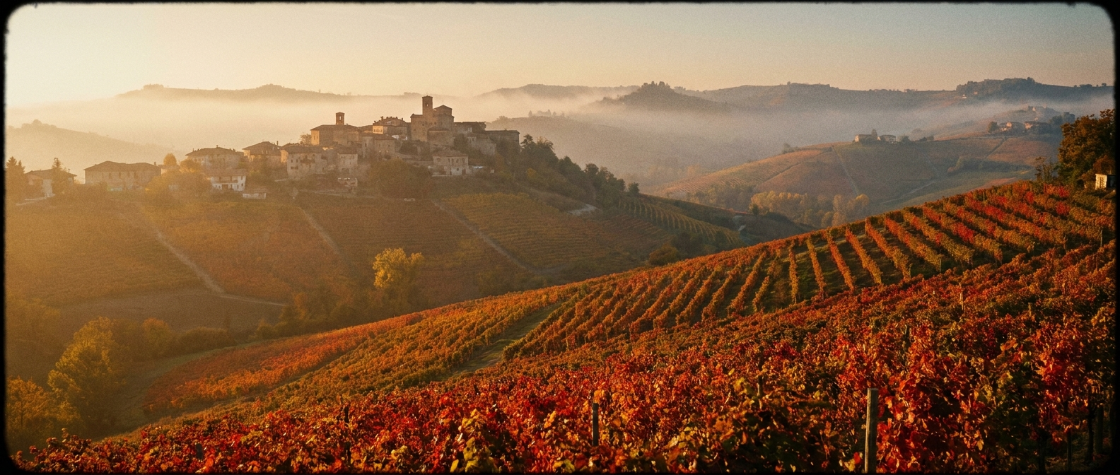 Piemont vineyard at golden hour