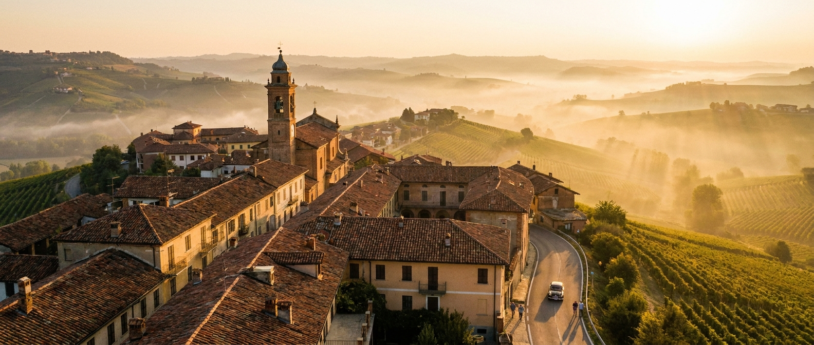 La Morra Piemont at sunset